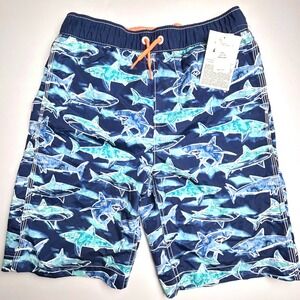 GAP Surf Kids‎ Swim Trunks XXL (14-16) Blue Shark Print Swimsuit NWT